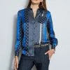 Elie Tahari Silk Patchwork Shirt -Elie Tahari Sales 2023 E903D502 MULTI SILKPATCHWORKSHIRT 2FRONT 1718