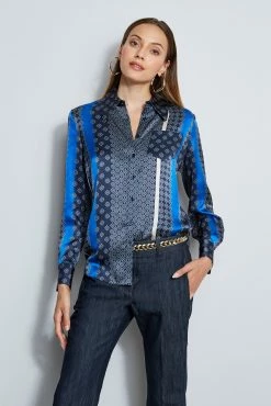 Elie Tahari Silk Patchwork Shirt
