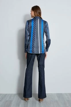 Elie Tahari Silk Patchwork Shirt -Elie Tahari Sales 2023 E903D502 MULTI SILKPATCHWORKSHIRT 3BACK 3311