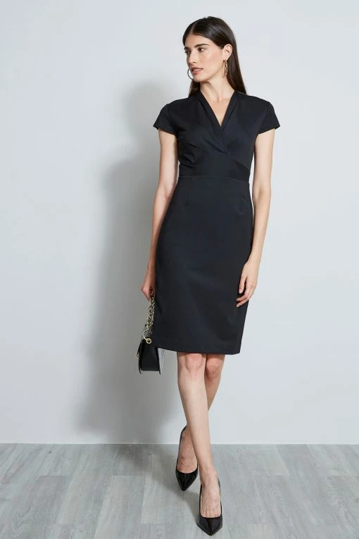 Elie Tahari Draped Knit Dress -Elie Tahari Sales 2023 E906D602 BLACK DRAPEDKNITDRESS 1HERO 3464