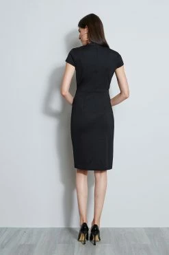 Elie Tahari Draped Knit Dress -Elie Tahari Sales 2023 E906D602 BLACK DRAPEDKNITDRESS 3BACK 3490