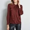Silk Twist Neck Shirt -Elie Tahari Sales 2023 E90AM202 BLACK ETR22671 DARKAMETHYST 1HERO 831