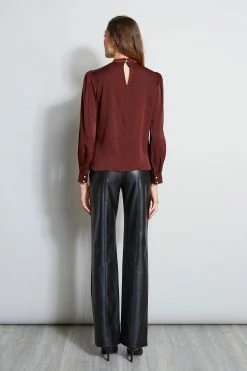 Silk Twist Neck Shirt -Elie Tahari Sales 2023 E90AM202 BLACK ETR22671 DARKAMETHYST 3BACK 816