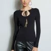 Tassel Knit 2 Tassel Knit -Elie Tahari Sales 2023 E90AM202 Black ETR22744 Noir 2FRONT 1222