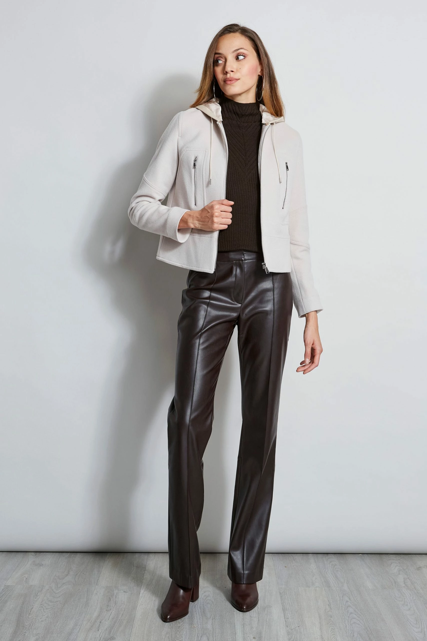 Elie Tahari Wool Cropped Hooded Jacket 5 Elie Tahari Wool Cropped Hooded Jacket - Image 3