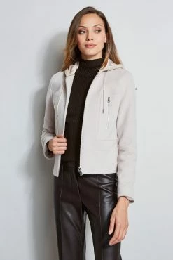 Elie Tahari Wool Cropped Hooded Jacket
