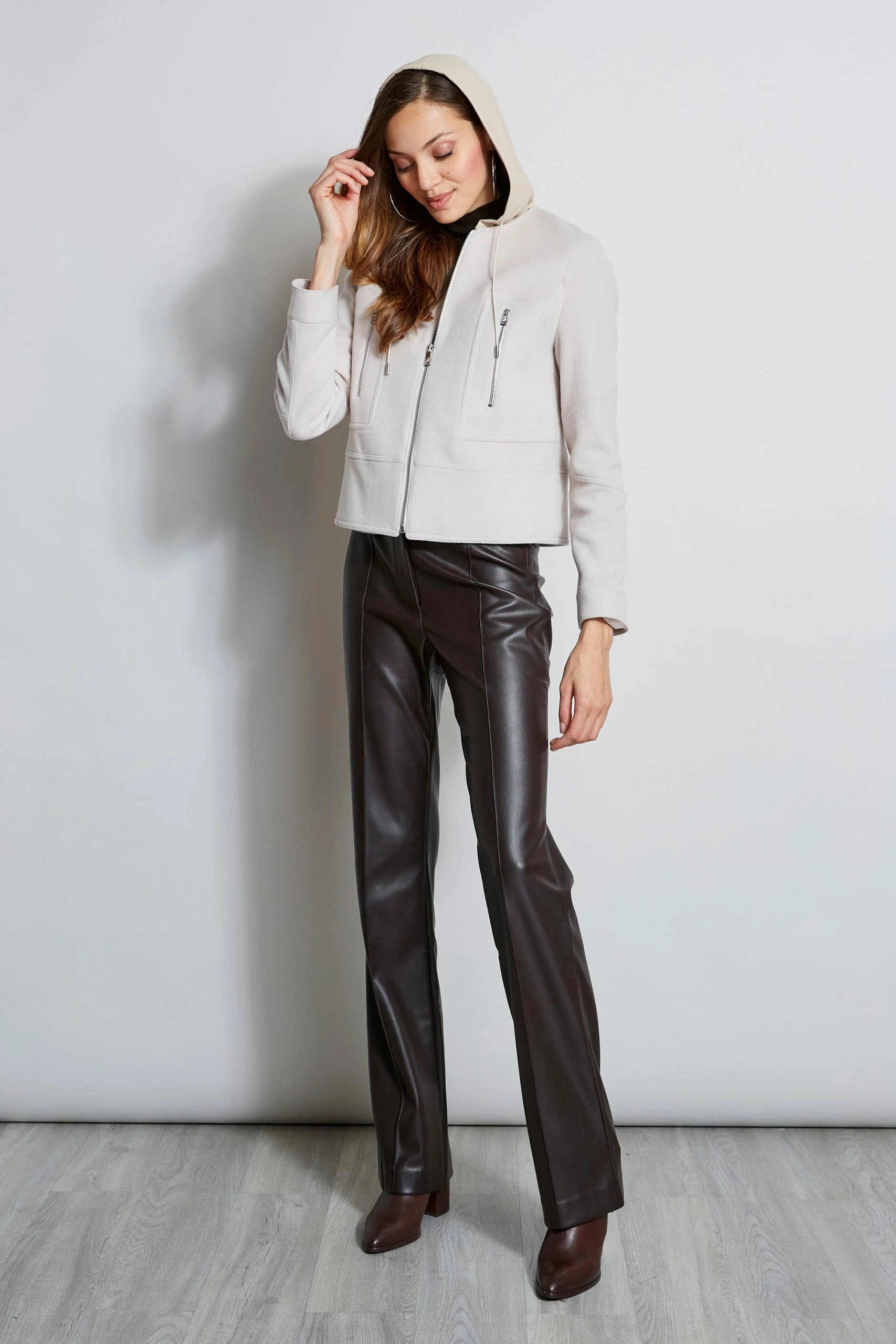 Elie Tahari Wool Cropped Hooded Jacket 4 Elie Tahari Wool Cropped Hooded Jacket - Image 2