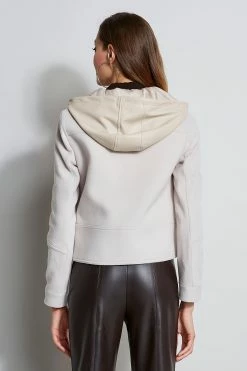 Elie Tahari Wool Cropped Hooded Jacket 10 Elie Tahari Wool Cropped Hooded Jacket -Elie Tahari Sales 2023 E90AM202 COFFEE EN047102 OATMEAL E95X5502 COFFEE 3BACK 1664