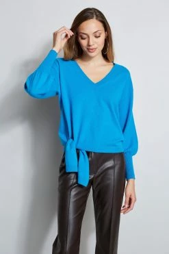 Elie Tahari Cashmere V-Neck Tie Sweater