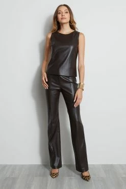 Elie Tahari Vegan Leather Shell -Elie Tahari Sales 2023 E90AM502 COFFEE VEGANLEATHERTANK 1hero 2957