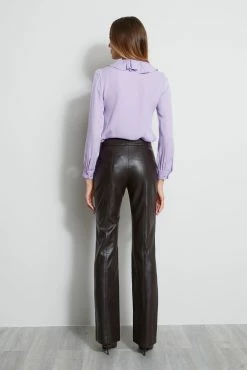 Elie Tahari Silk Tie Button Up Shirt -Elie Tahari Sales 2023 E910N502 LAVENDAR CASCADENECKSHIRT 3BACK 654