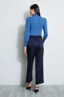 Elie Tahari Smocked Turtleneck Knit -Elie Tahari Sales 2023 E956X502 SKYLARK SMOCKEDT NECKKNIT 3BACK 2345