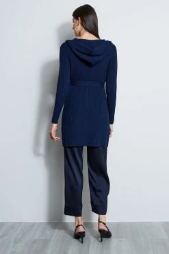 Elie Tahari Rib Hooded Cardigan -Elie Tahari Sales 2023 E95X5532 STARGAZER RIBHOODEDCARDIGAN 3BACK 2274