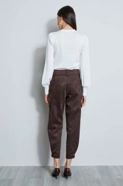 Elie Tahari Scallop Mock Neck Sweater -Elie Tahari Sales 2023 E95X5542 WAX SCALLOPT NECKSWTR 3back 3348