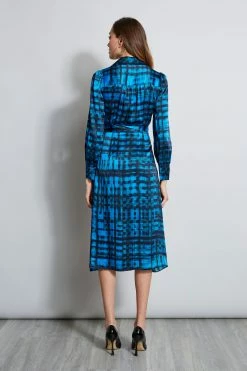 Elie Tahari Silk Cubist Plaid Wrap Dress -Elie Tahari Sales 2023 EN036602 PERSIANBLUE 3BACK 856