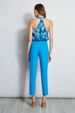 Elie Tahari Slim Crepe Pant -Elie Tahari Sales 2023 EN087212 PERSIANBLUE EN087112 PERSIANBLUE EN045512 BLUE 3BACK 306