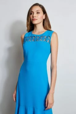 Elie Tahari Embroidered Fit & Flare Dress 8 Elie Tahari Embroidered Fit & Flare Dress -Elie Tahari Sales 2023 EN087612 PERSIANBLUE 1HERO 2234