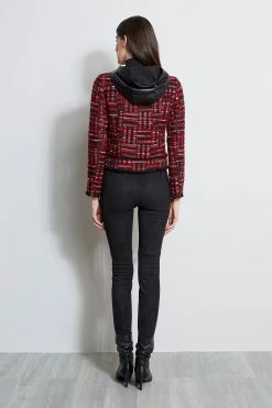 Elie Tahari Hooded Tweed Jacket -Elie Tahari Sales 2023 ER019102 BLACK 3BACK 051