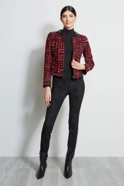 Elie Tahari Hooded Tweed Jacket -Elie Tahari Sales 2023 ER019102 BLACK 3BACK 061