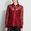 Elie Tahari Lace Button Up Shirt 2 Elie Tahari Lace Button Up Shirt -Elie Tahari Sales 2023 ER03J502 MERLOT 1HERO 370