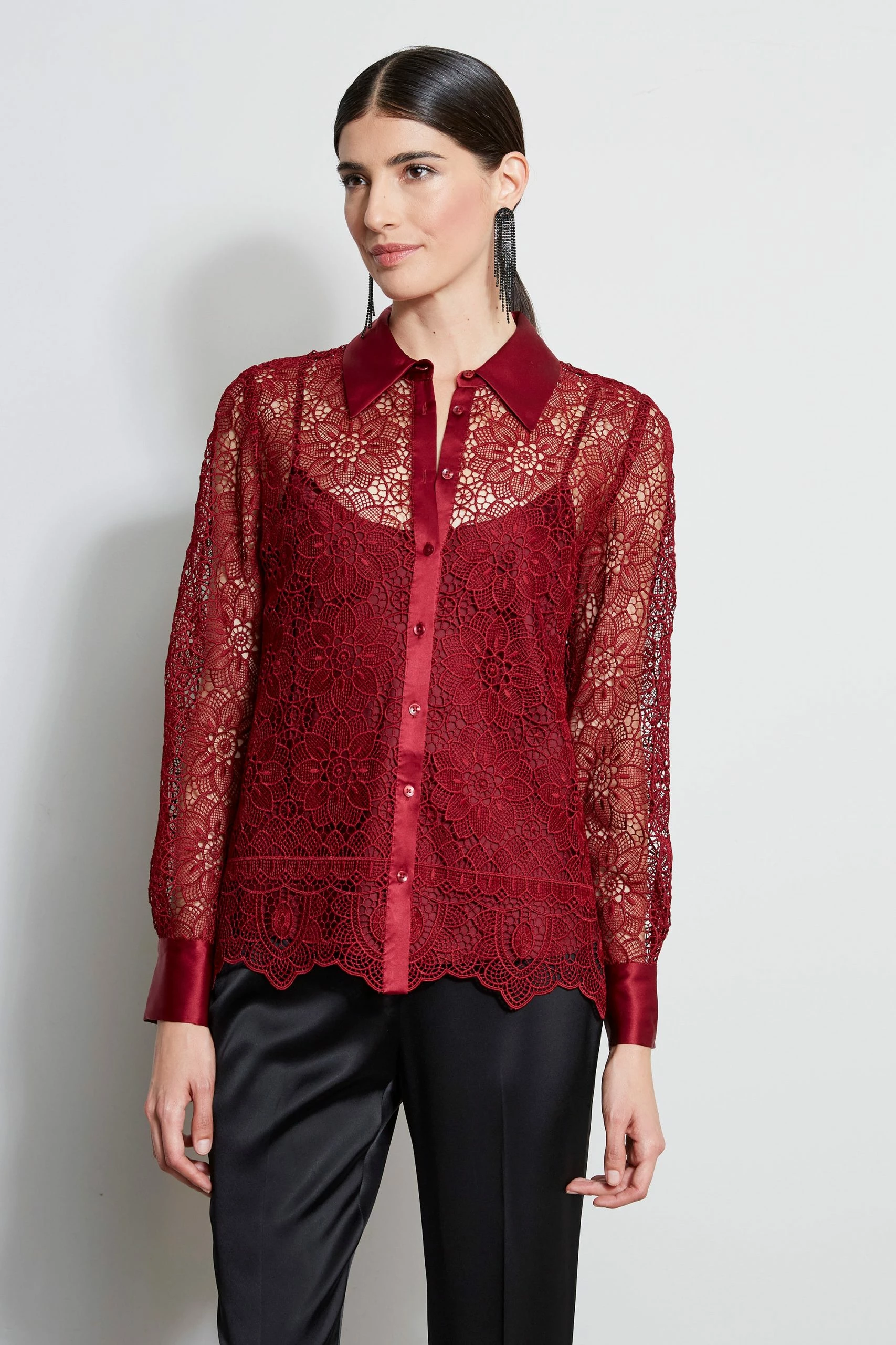 Elie Tahari Lace Button Up Shirt 3 Elie Tahari Lace Button Up Shirt
