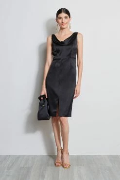 Elie Tahari Satin Cowl Neck Dress