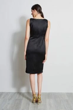 Elie Tahari Satin Cowl Neck Dress -Elie Tahari Sales 2023 ER07J602 BLACK 3BACK 2171