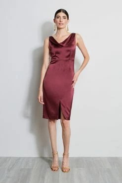 Elie Tahari Satin Cowl Neck Dress