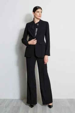 Elie Tahari Single Button Crepe Blazer -Elie Tahari Sales 2023 ER087202 BLACK 1HERO 1054