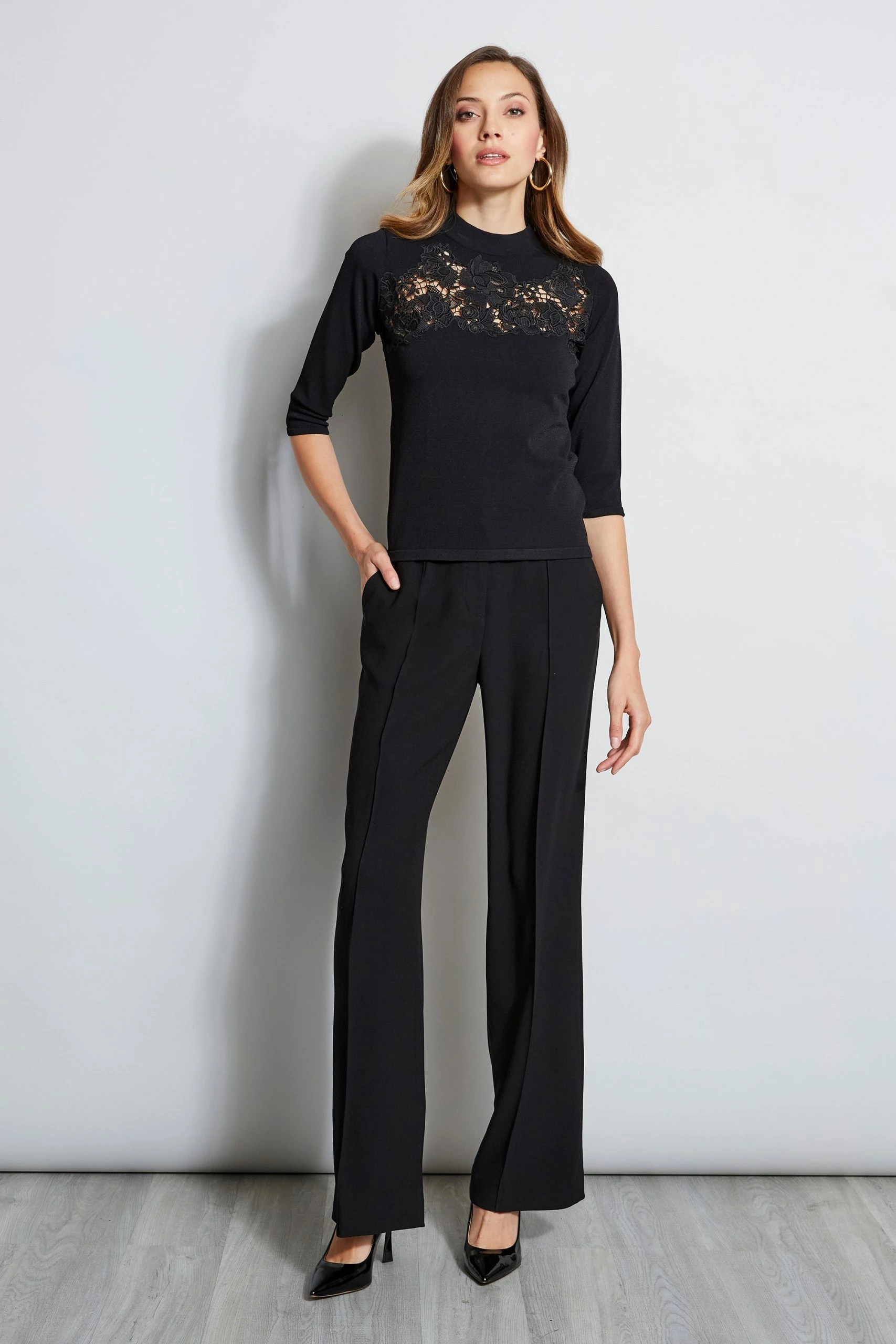 Elie Tahari Lace Applique Mock Sweater 4 Elie Tahari Lace Applique Mock Sweater - Image 2
