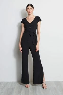 Elie Tahari Chain Side Slit Jumpsuit