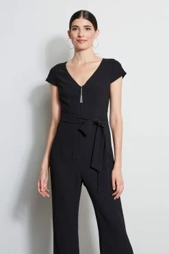 Elie Tahari Chain Side Slit Jumpsuit -Elie Tahari Sales 2023 ER087622 BLACK 2FRONT 1202