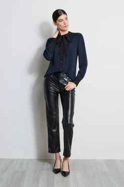 Elie Tahari Silk Lace Tie Shirt -Elie Tahari Sales 2023 ER10N502 STARGAZER 1HERO 732