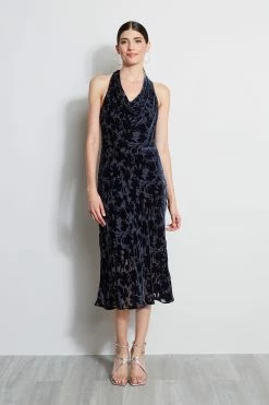Elie Tahari Burn Out Velvet Halter Dress 8 Elie Tahari Burn Out Velvet Halter Dress -Elie Tahari Sales 2023 ER142602 STARGAZER 1FRONT 1182