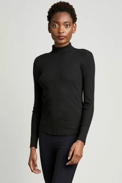 Mock Neck Long Sleeve Ribbed Knit