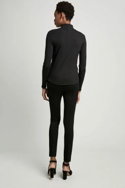 Mock Neck Long Sleeve Ribbed Knit -Elie Tahari Sales 2023 ETR14113 BLACK 3BACK 0024 7e43df7b c6fa 45cf 8b19 4cbdab304cce