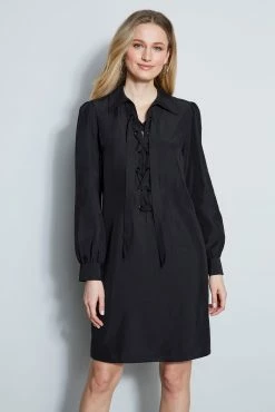 Lace Up Dress -Elie Tahari Sales 2023 ETR21123 BLACK 2FRONT 023