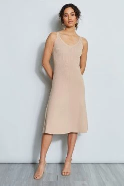 Ribbed Midi Dress 10 Ribbed Midi Dress -Elie Tahari Sales 2023 ETR21160 PEBBLESTEP 1HERO 036