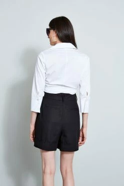 Pleated Short -Elie Tahari Sales 2023 ETR21287NOIR 3back 766