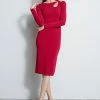 Novelty Cut Out Rib Dress 1 Novelty Cut Out Rib Dress -Elie Tahari Sales 2023 ETR22468 DEEPCERISE NOVELTYCUTOUTDRESS 1HERO 3694