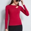Long Sleeve Cut Out Rib Knit -Elie Tahari Sales 2023 ETR22469 NOVELTYCUTOUTRIBOULLOVERLSTOP WOMEN STOP 2front 3436 bc5dcfe2 dcd3 4102 8b04 4c98095f5912