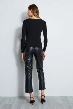 Long Sleeve Cut Out Knit -Elie Tahari Sales 2023 ETR22469 NOVELTYCUTOUTRIBOULLOVERLSTOP WOMEN STOP 3BACK 2224
