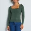 Long Sleeve Square Neck Rib Sweater