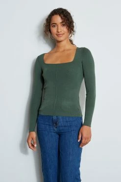 Long Sleeve Square Neck Rib Sweater