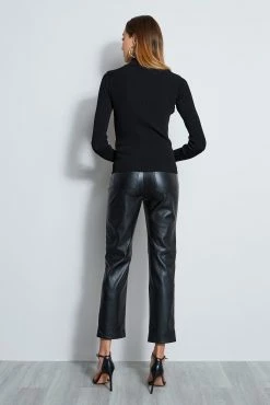 Long Sleeve Mock Neck Keyhole Sweater -Elie Tahari Sales 2023 ETR22496 MOCKNECKPULLOVERWITHFRONTCUTOUTDETAIL 3BACK 2138