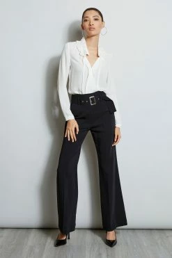 Elie Tahari Silk Ruffle Neck Shirt 9 Elie Tahari Silk Ruffle Neck Shirt -Elie Tahari Sales 2023 ETR22585 Noir E810N502 FreshPearl 1HERO 1476