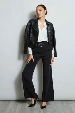 Elie Tahari Silk Ruffle Neck Shirt 10 Elie Tahari Silk Ruffle Neck Shirt -Elie Tahari Sales 2023 ETR22585 Noir E810N502 FreshPearl 4styling 0864