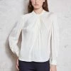 Silk Twist Neck Shirt -Elie Tahari Sales 2023 ETR22671 Ivory 1701