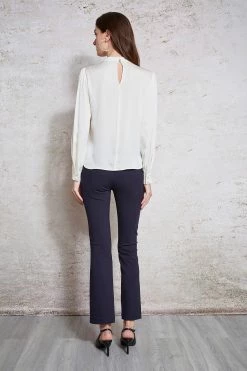 Silk Twist Neck Shirt -Elie Tahari Sales 2023 ETR22671 Ivory 1706