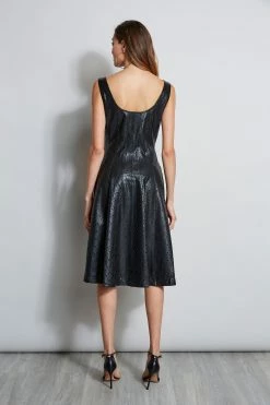 Laser Cut Vegan Dress -Elie Tahari Sales 2023 ETR22697 NOIR BACK 774